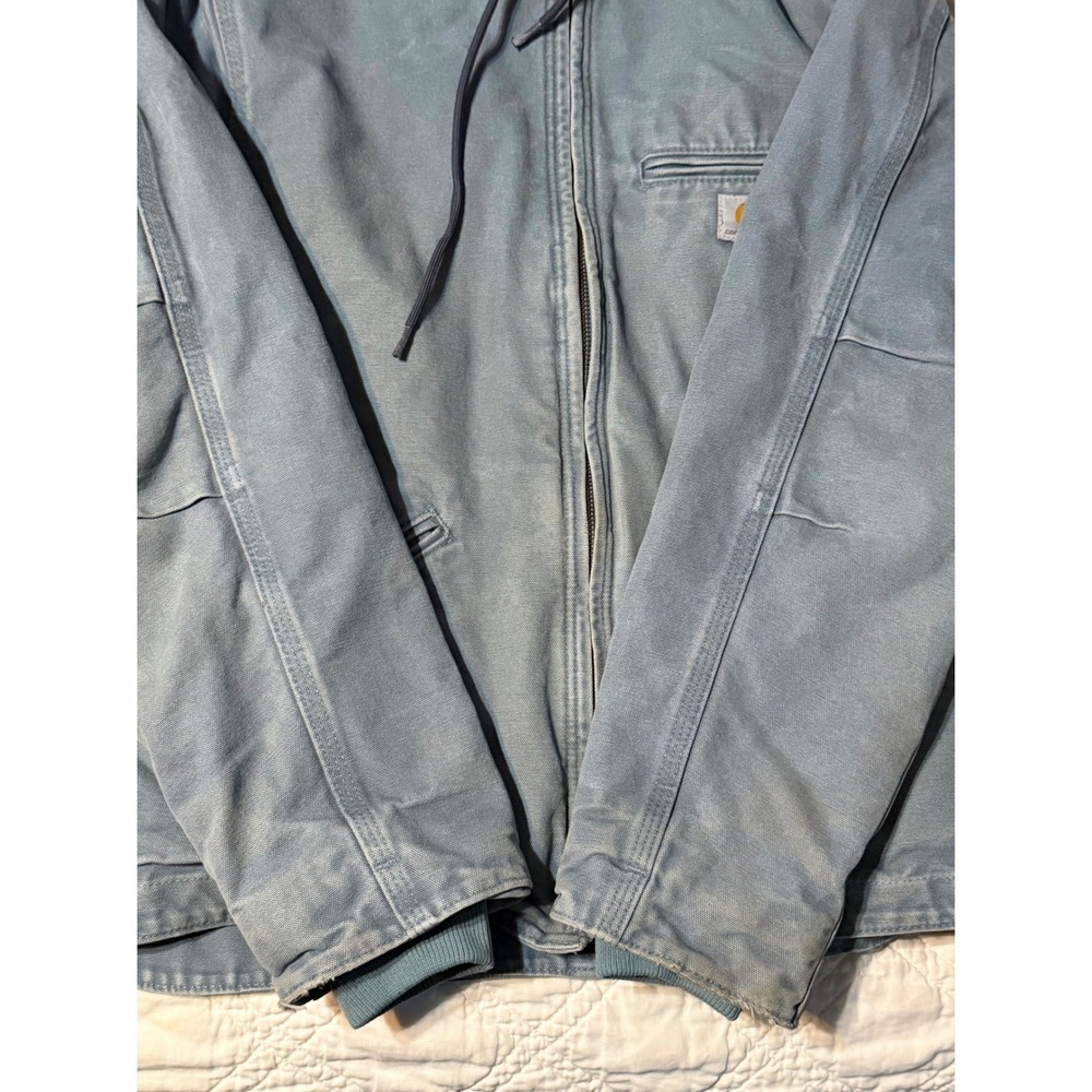 Carhartt WJ141 Sierra Jacket Women Small Blue Sherpa Lined Hooded Duck Coat - Picture 2 of 13